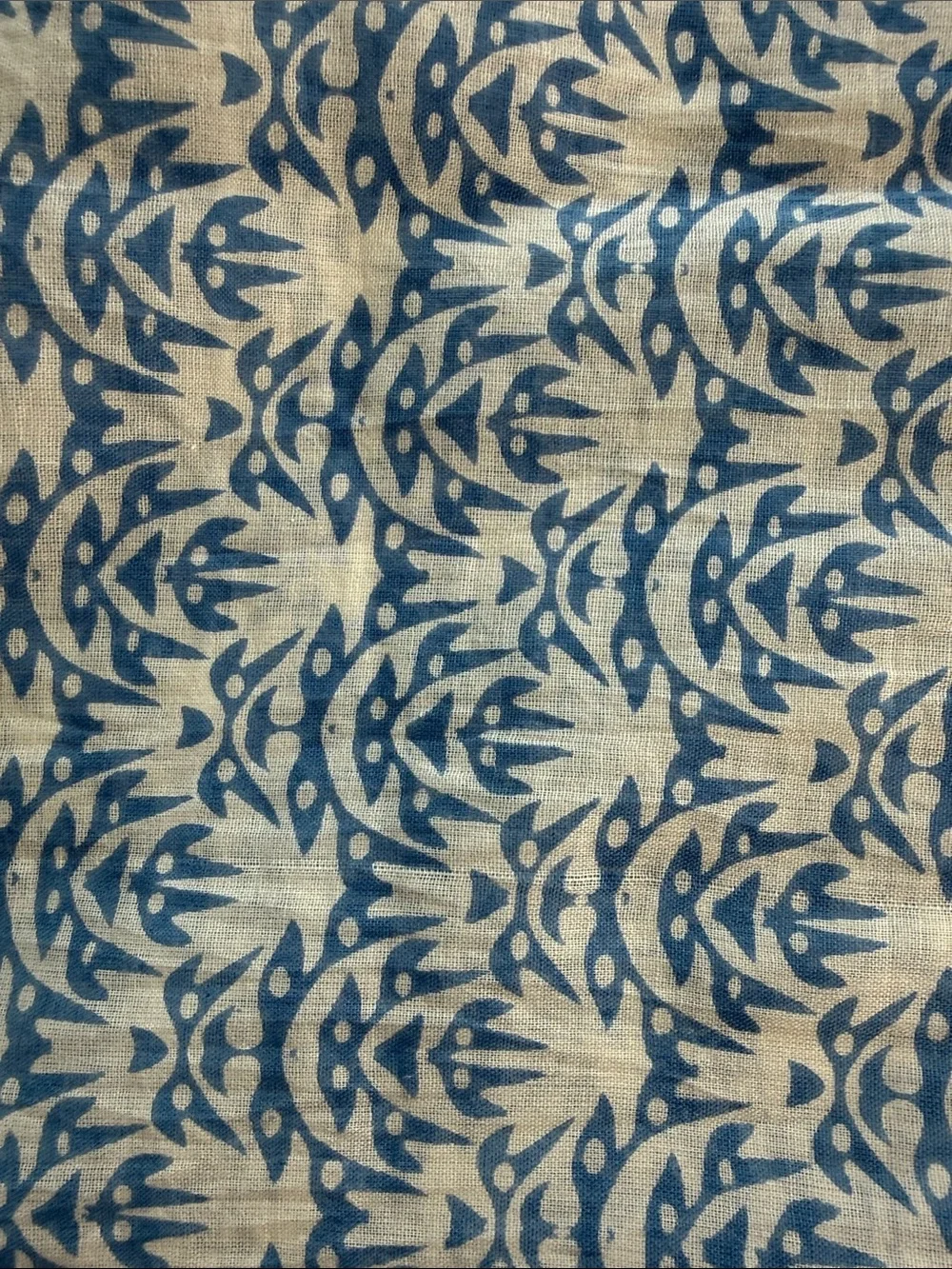 Lara Ethnics blue and white printed cotton scarf made in India